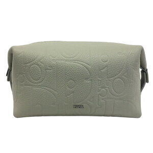 DIOR Shoulder Bag Cosmetic Pouch Case Wallet Gravity Leather Gray Beige Tan
